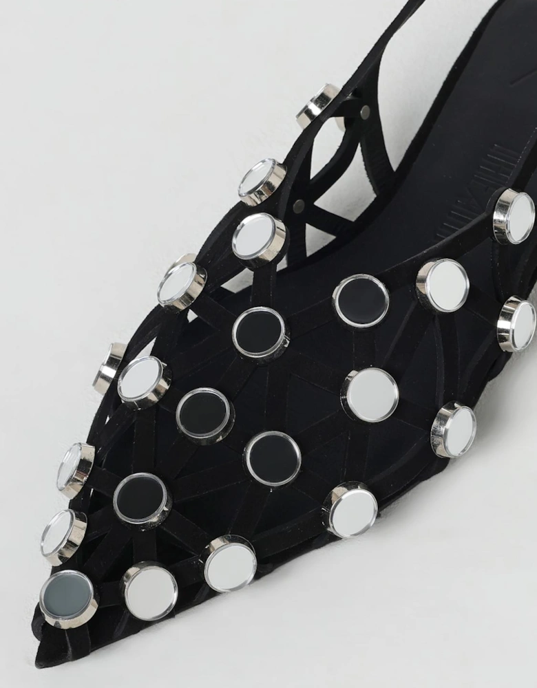 Pointed Slingback Flats with Studs