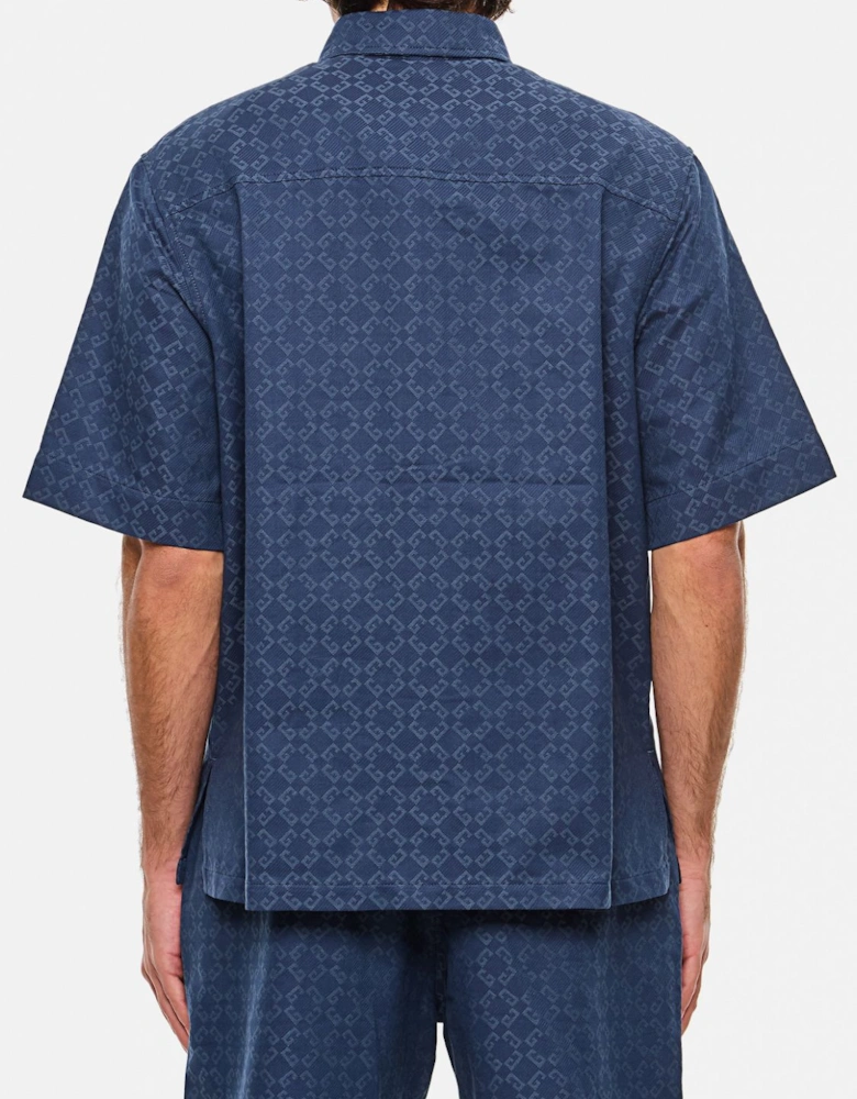 Short Sleeve Woven Shirt Geometric Pattern