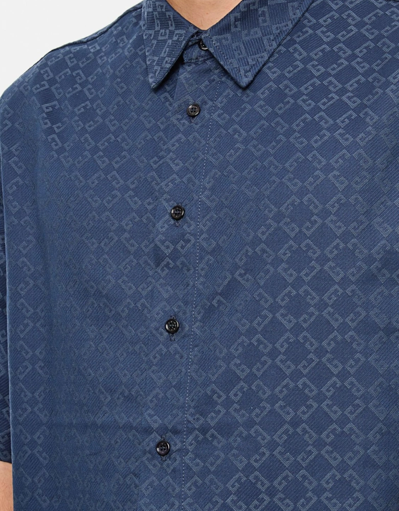 Short Sleeve Woven Shirt Geometric Pattern