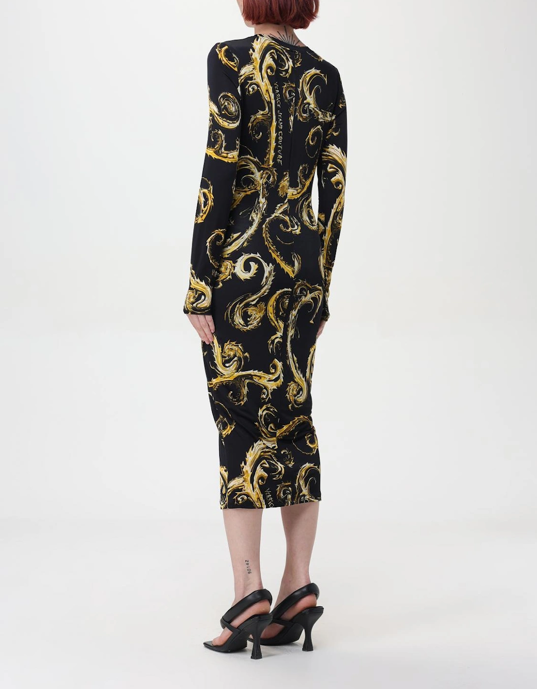 Printed Midi Dress Long Sleeves