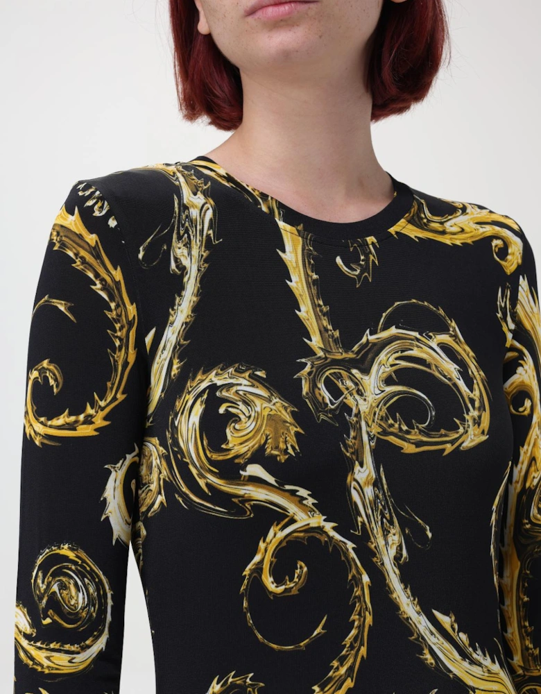 Printed Midi Dress Long Sleeves