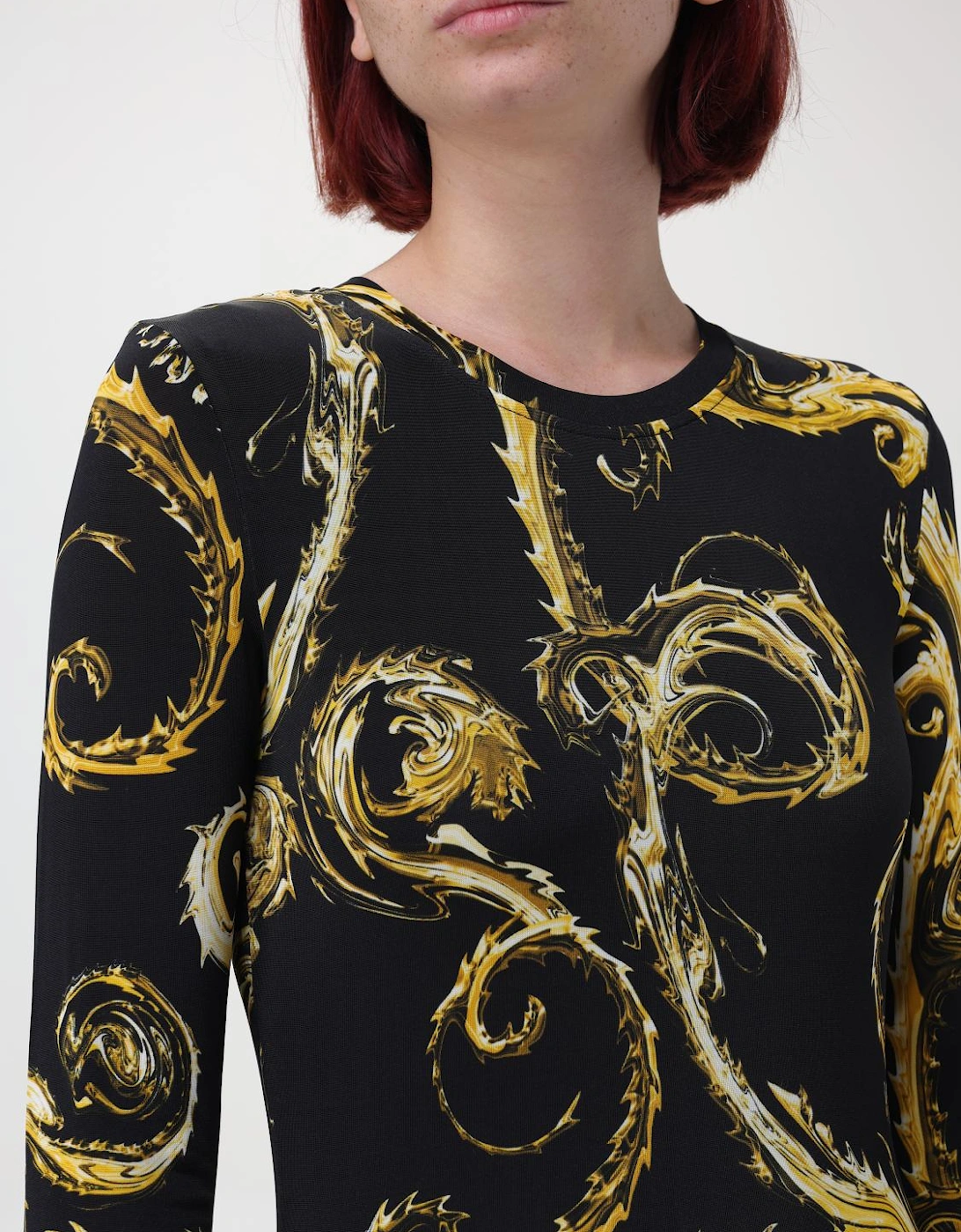 Printed Midi Dress Long Sleeves
