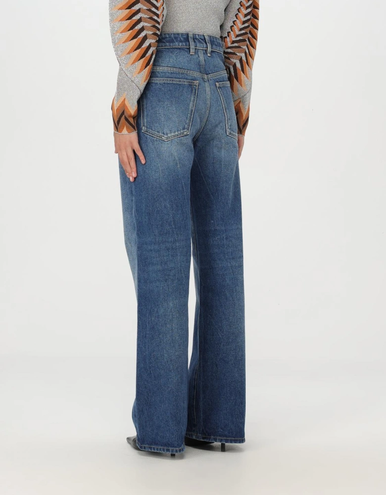 High Waisted Flared Jeans Metal Chain