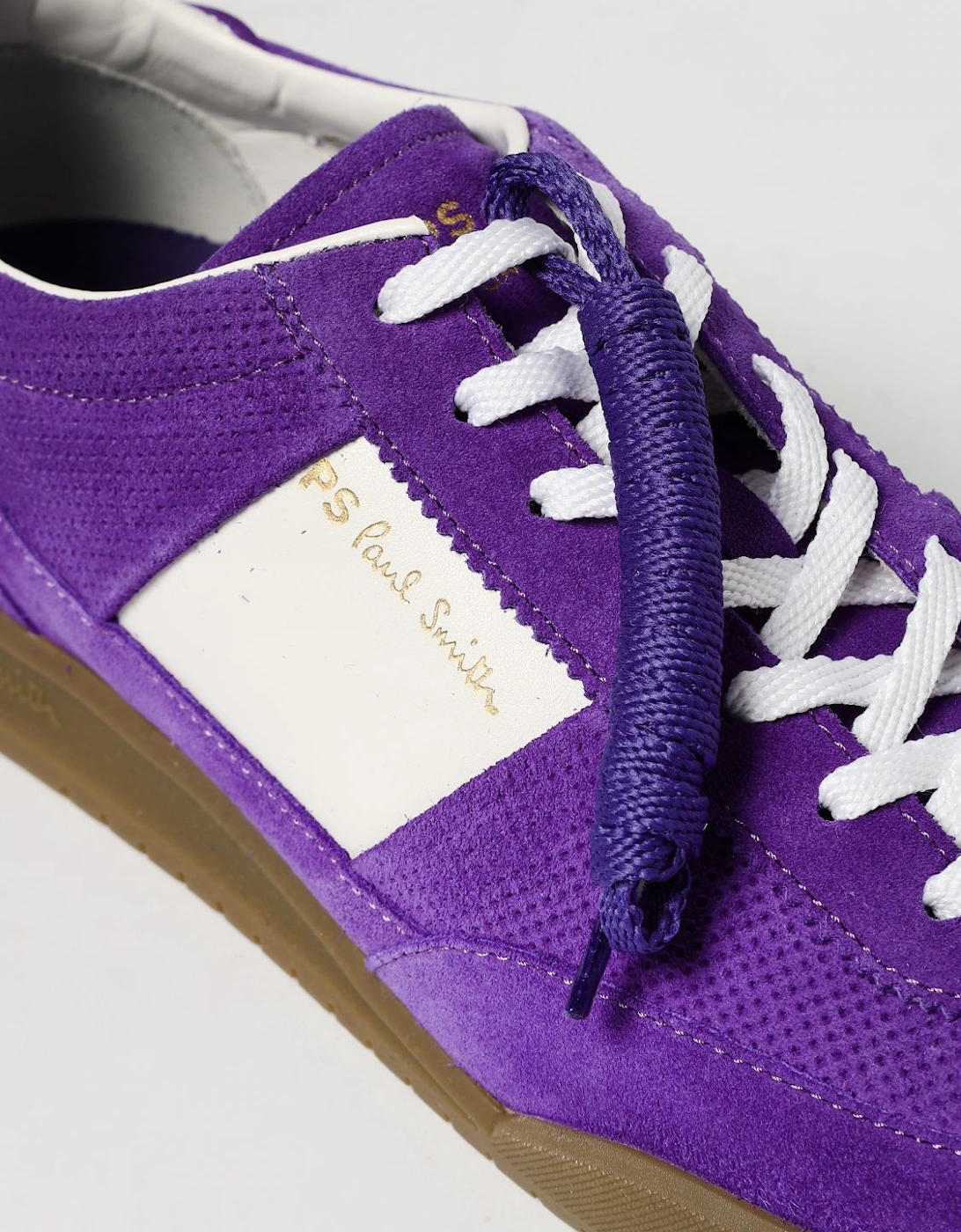 Velcro Strap Sneakers Purple Suede Leather