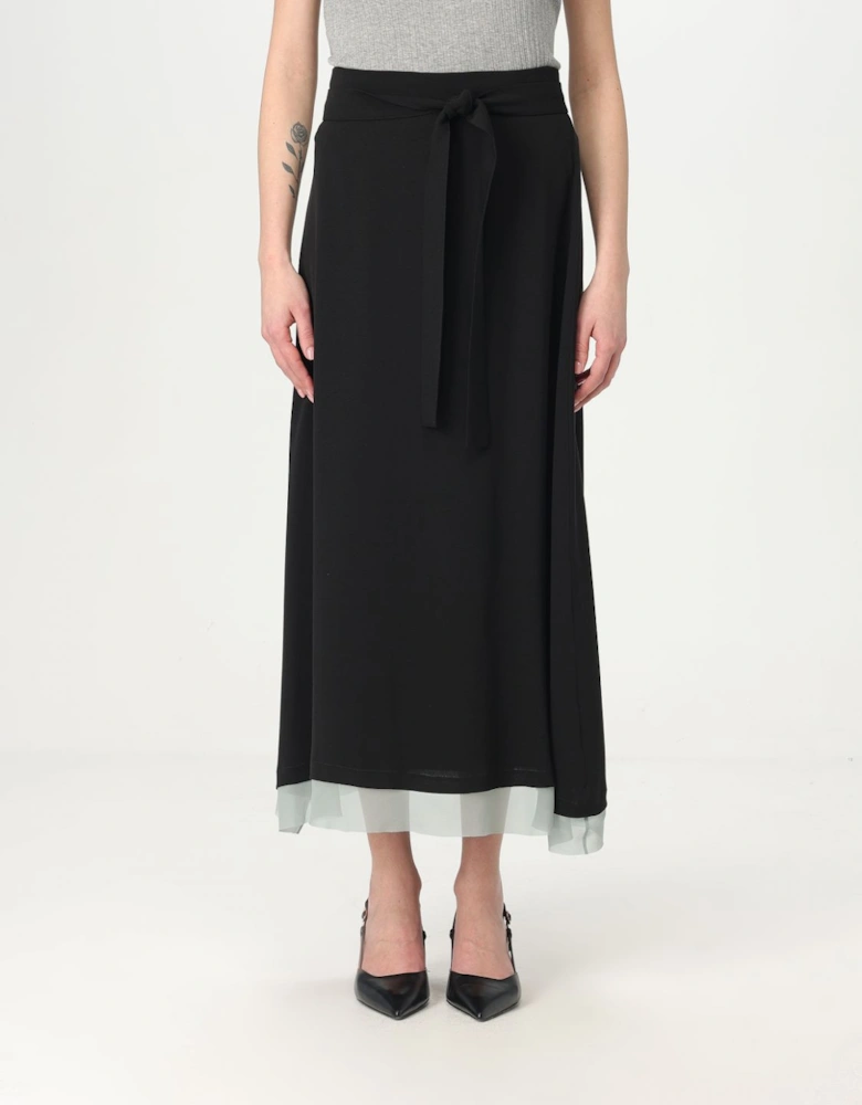 Layered Midi Skirt with Tie Belt