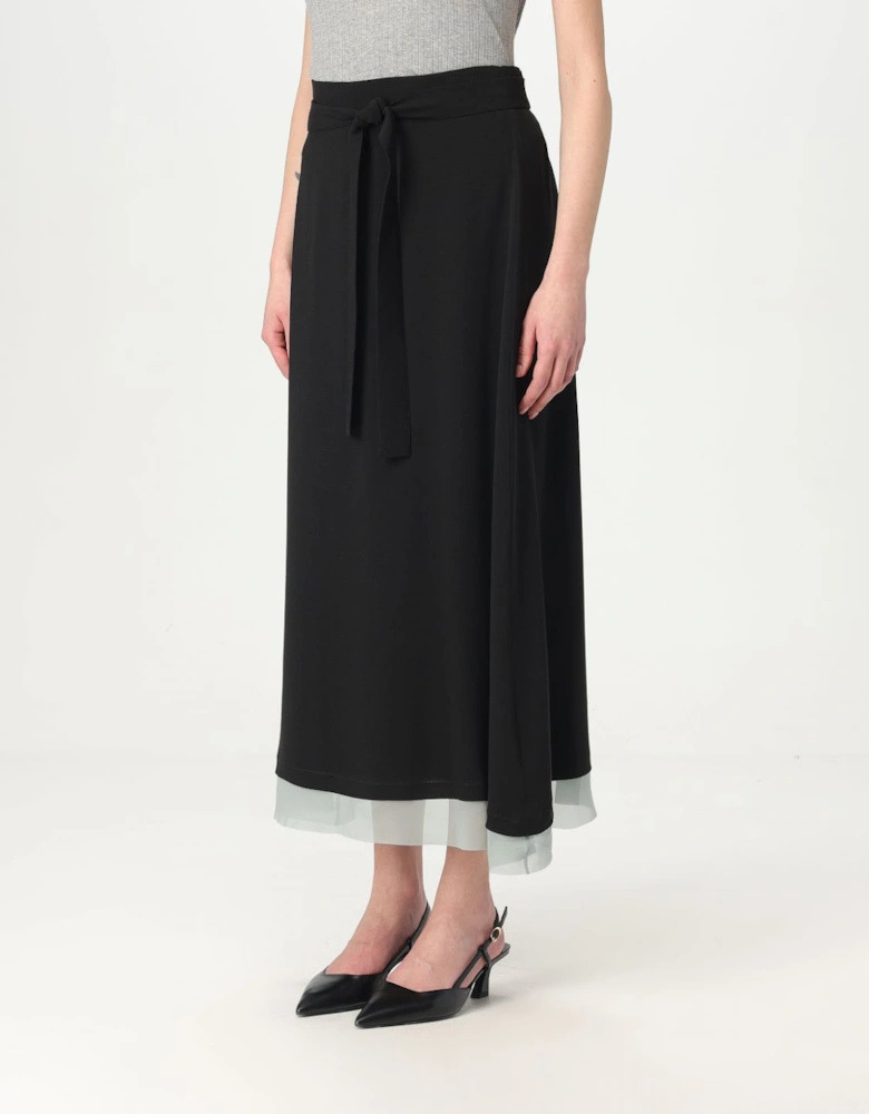 Layered Midi Skirt with Tie Belt