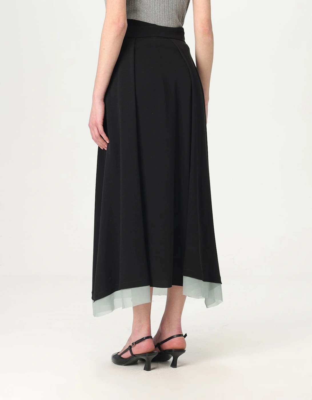 Layered Midi Skirt with Tie Belt