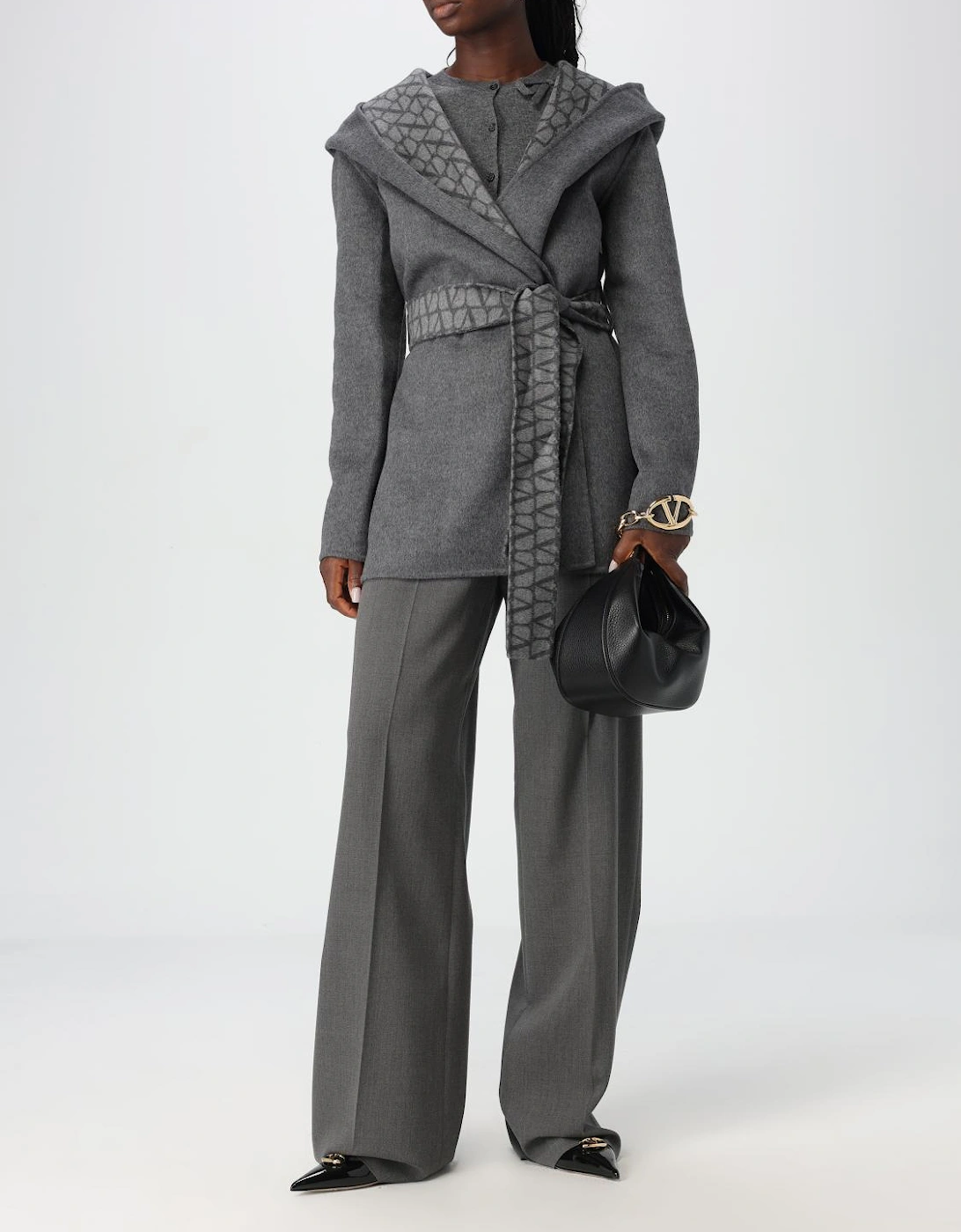 Hooded Wrap Coat Belted