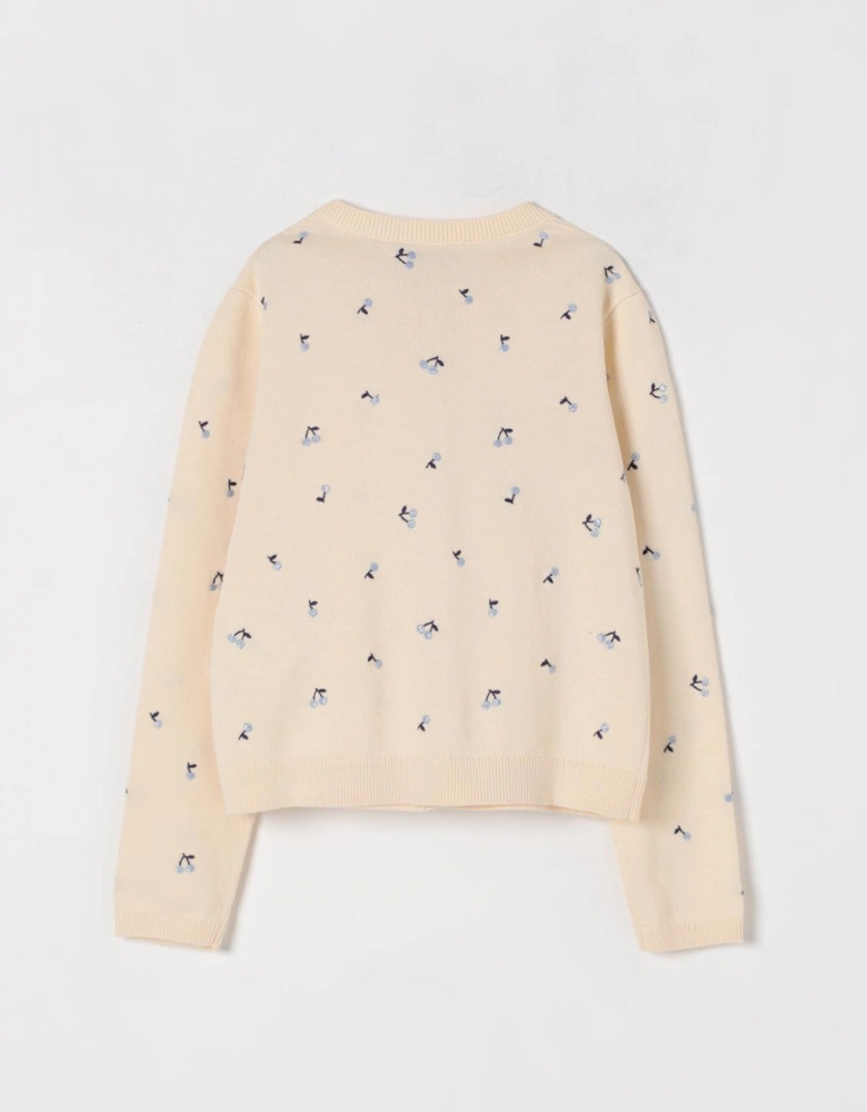 Girls Cherry Embroidered Cardigan