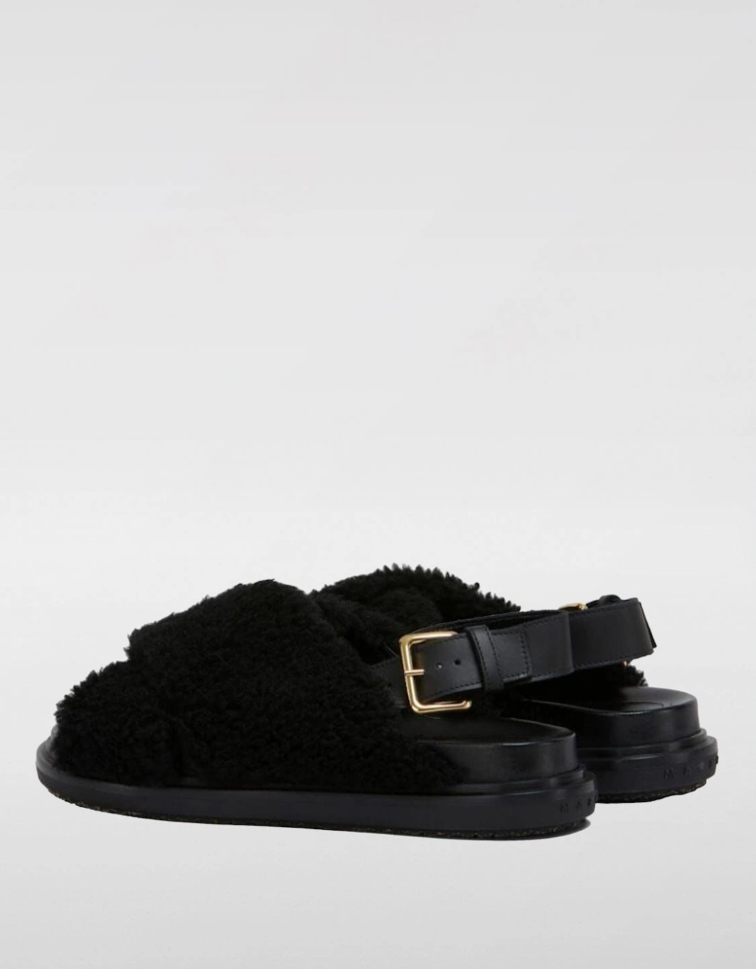 Shearling Leather Buckle Sandals