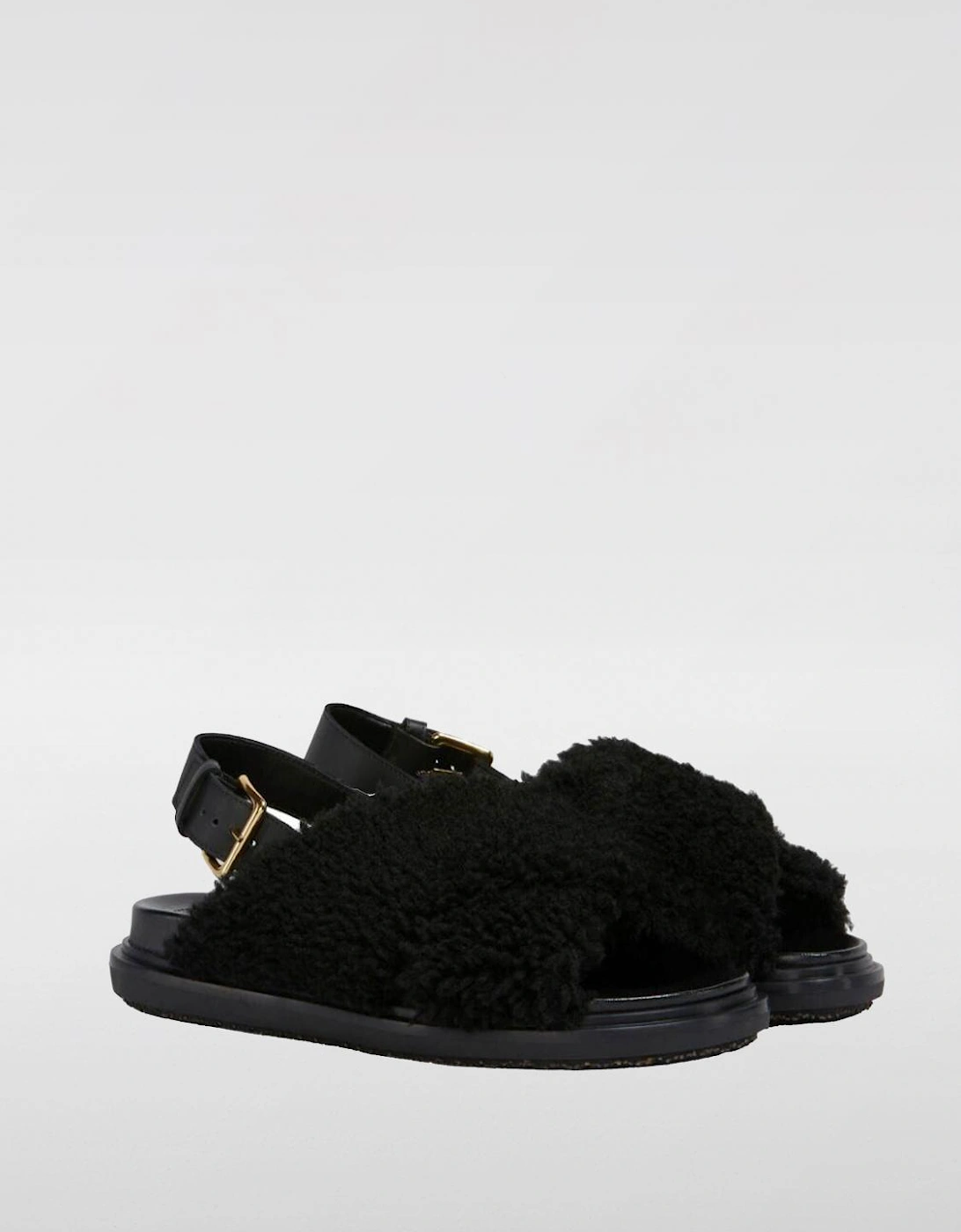 Shearling Leather Buckle Sandals