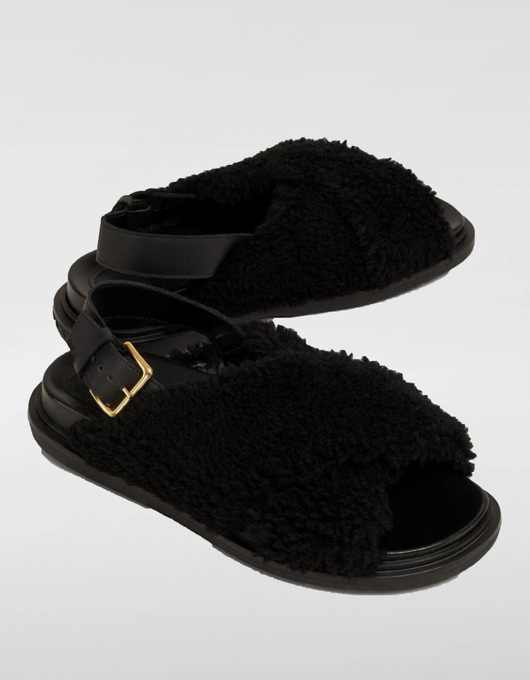 Shearling Leather Buckle Sandals