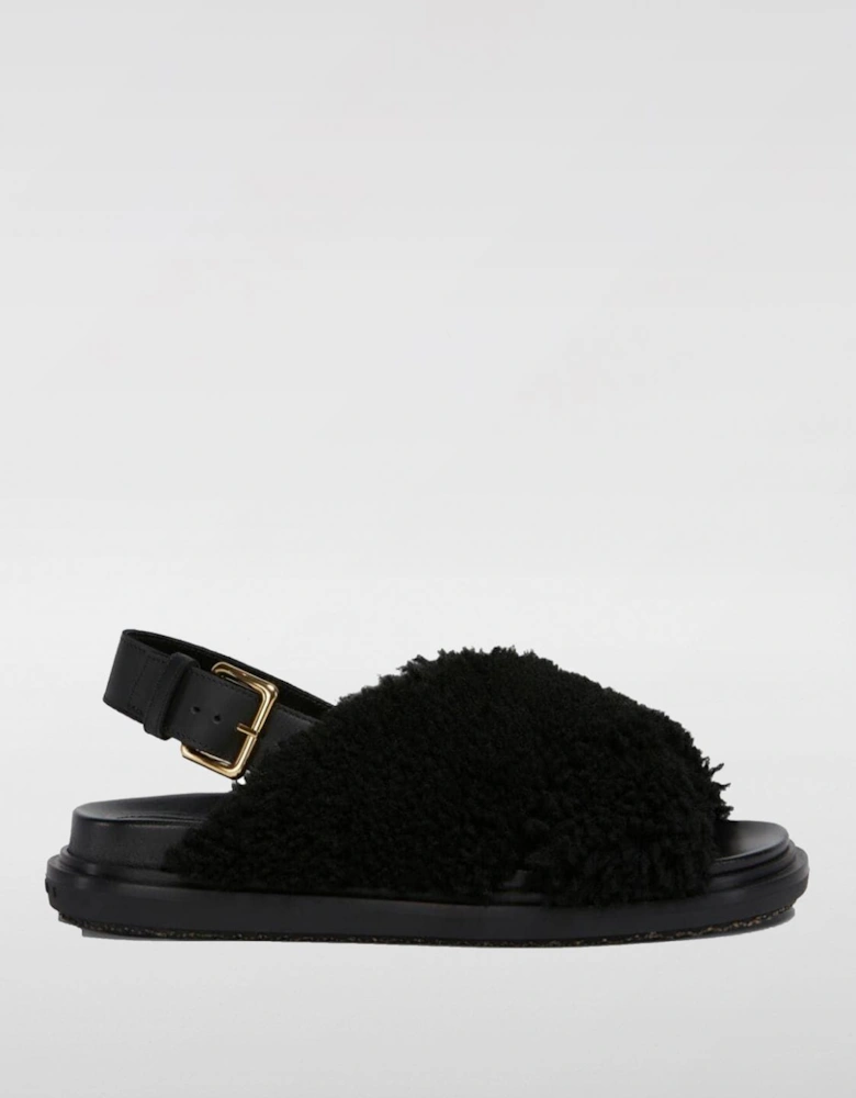 Shearling Leather Buckle Sandals