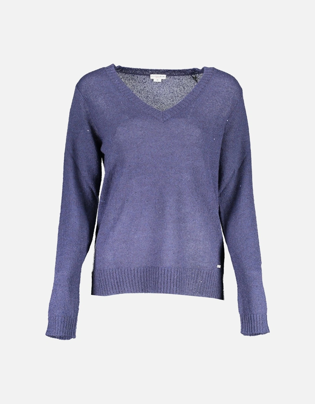 Blue Nylon Long-Sleeved Sweater with V-Neckline, 3 of 2