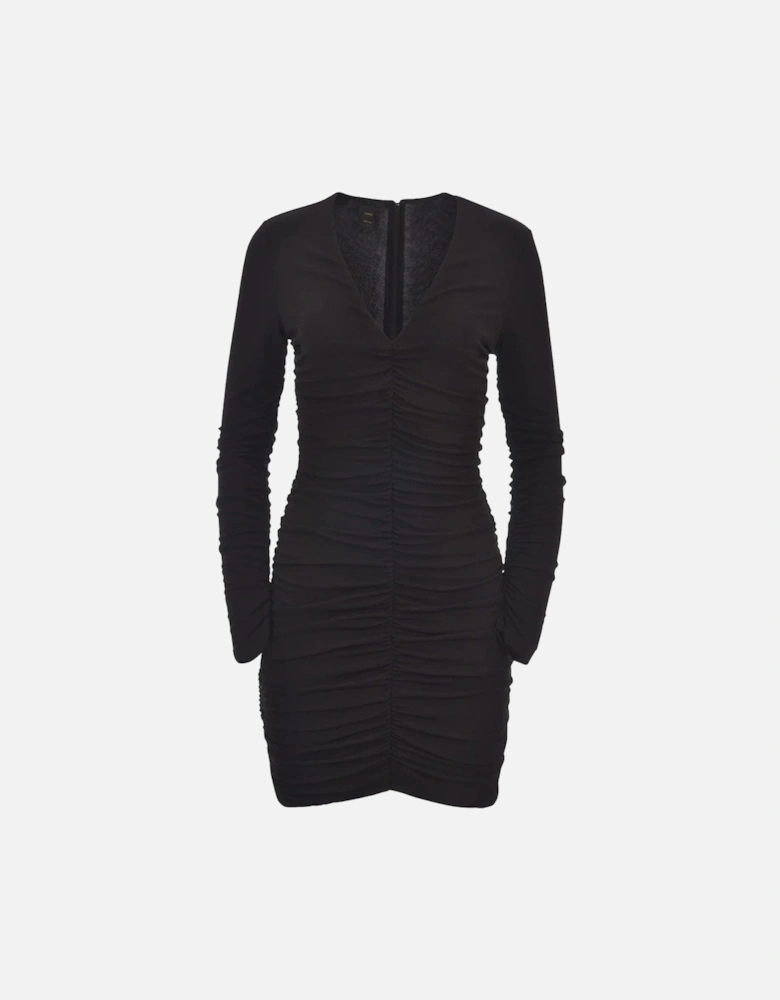 Long Sleeve V-Neck Zip Fastening Dress