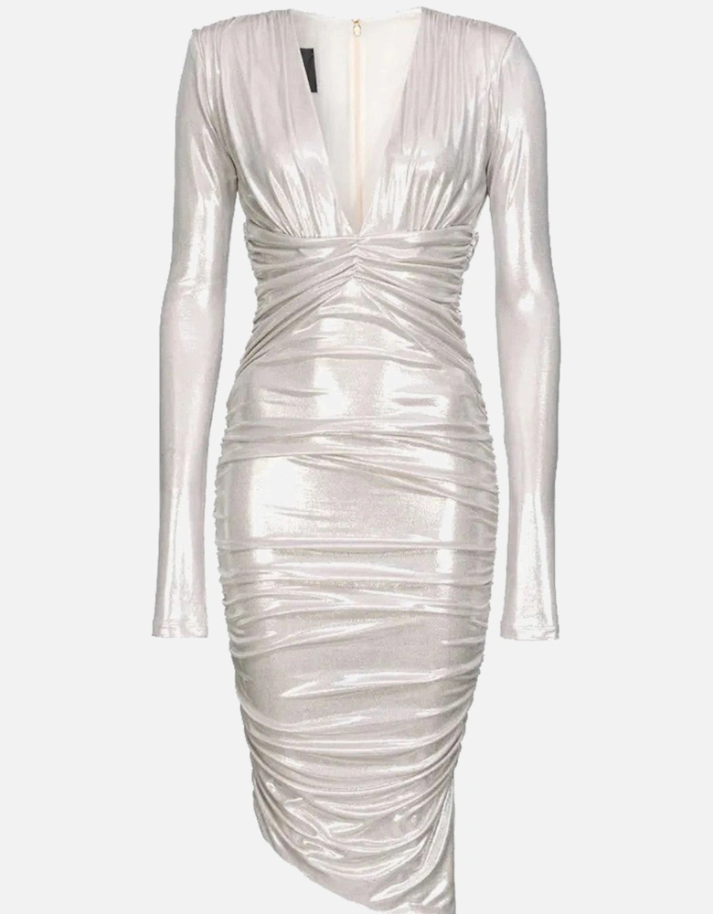 V-Neck Long Sleeve Zip Fastening Dress