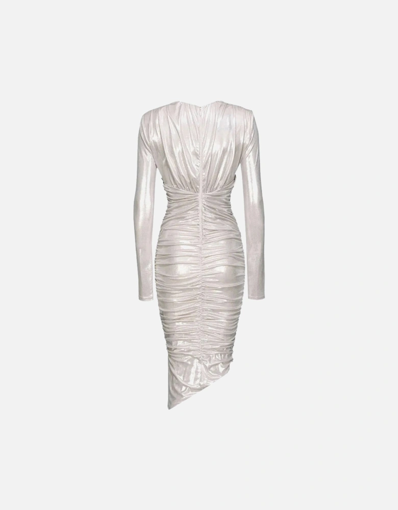 V-Neck Long Sleeve Zip Fastening Dress