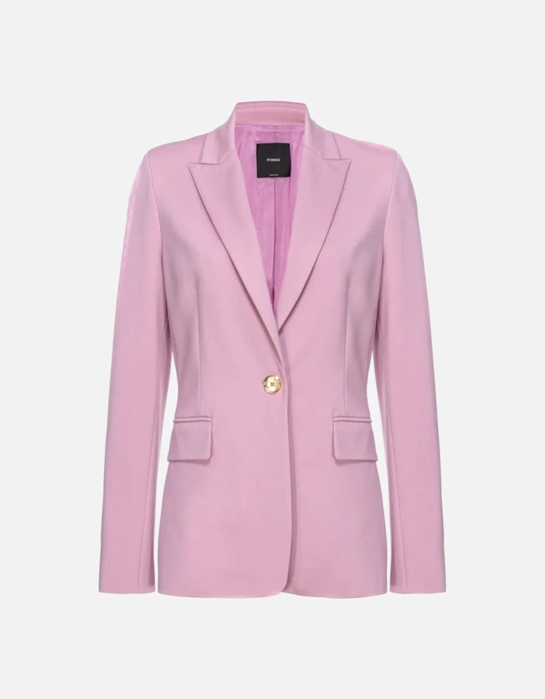 Lapel Collar Buttoned Blazer with Front Pockets
