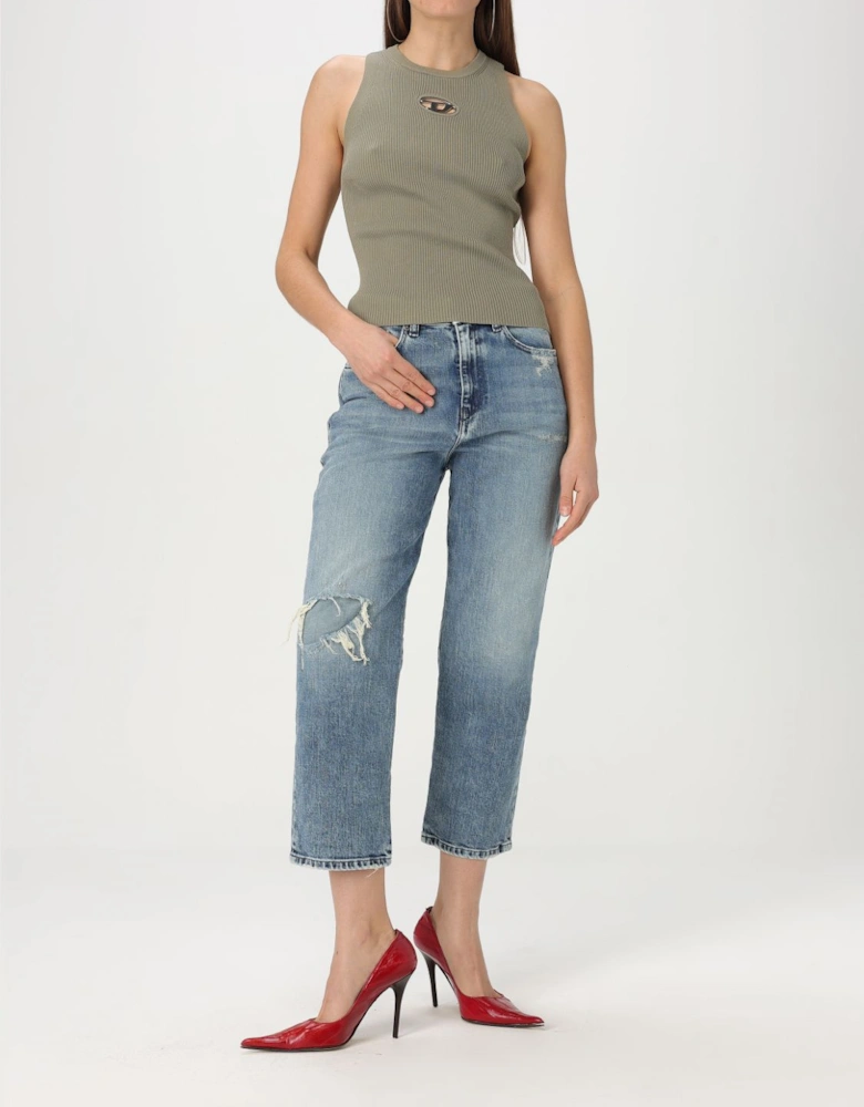 Ribbed Knit Sleeveless Top Cutout Detail