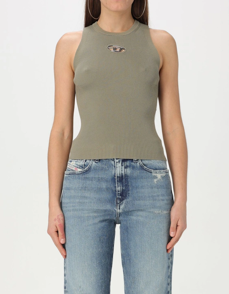 Ribbed Knit Sleeveless Top Cutout Detail