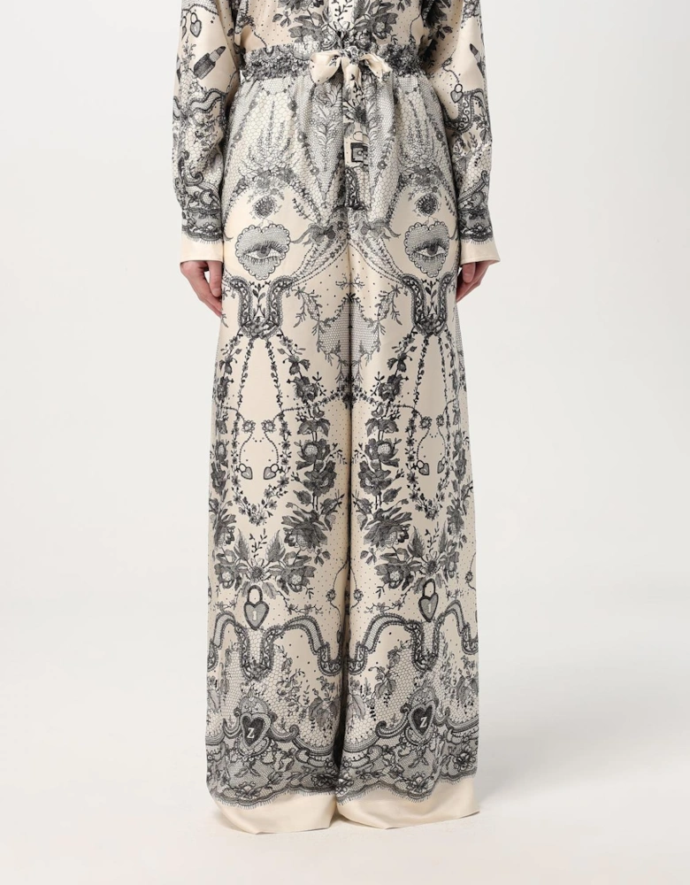 Lace Print Wide Leg Pants