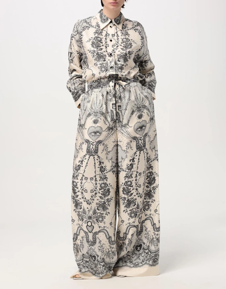 Lace Print Wide Leg Pants