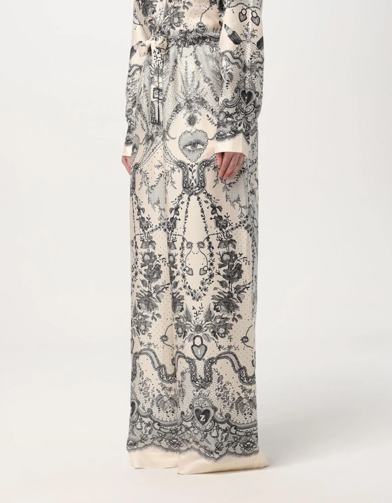 Lace Print Wide Leg Pants