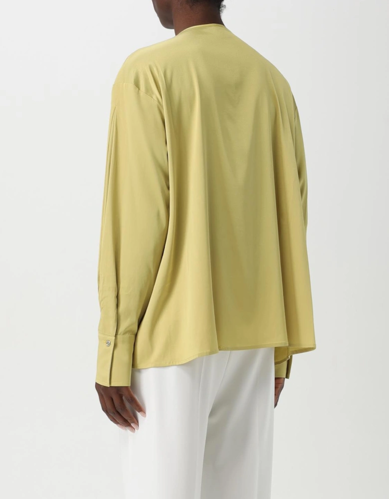 Silk Blouse Keyhole Detail Metal Fasteners