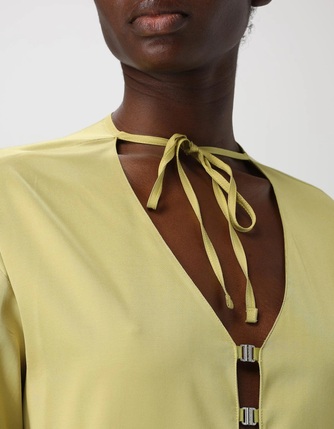 Silk Blouse Keyhole Detail Metal Fasteners