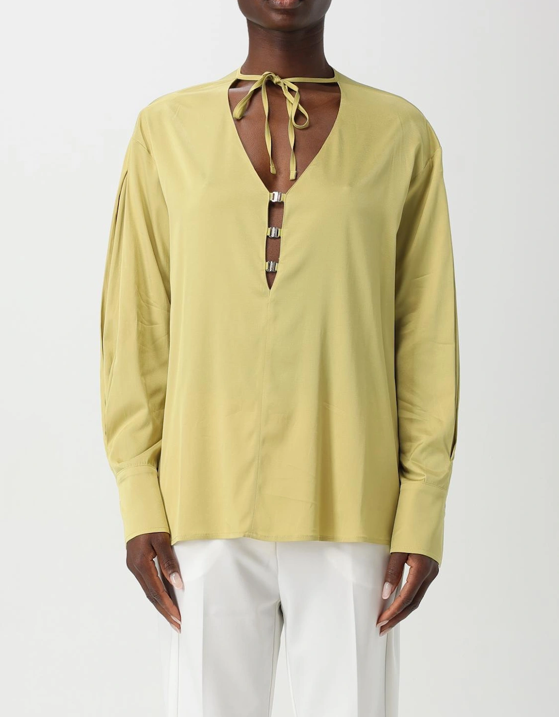 Silk Blouse Keyhole Detail Metal Fasteners, 4 of 3