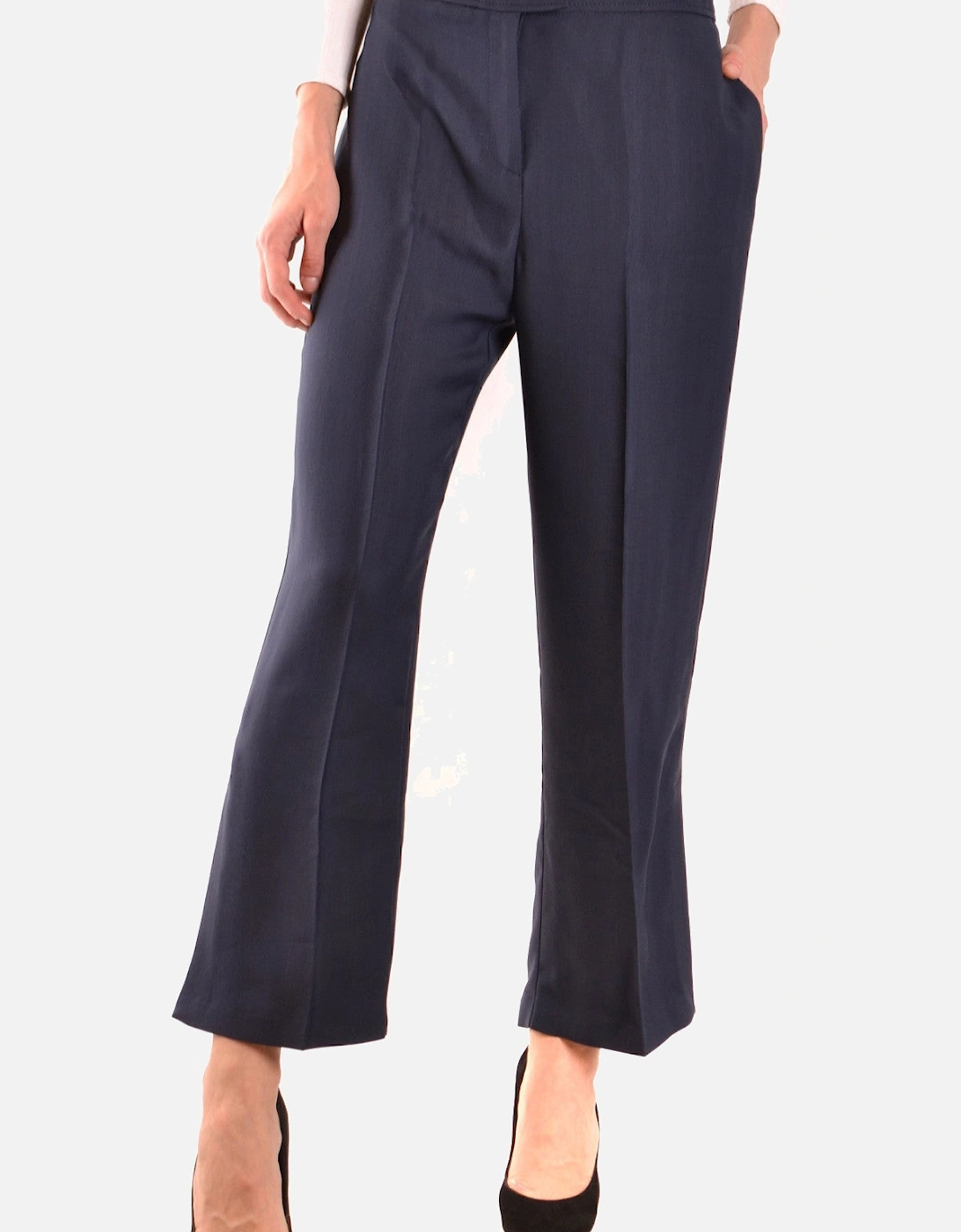 Plain Viscose Trousers with Zip and Button