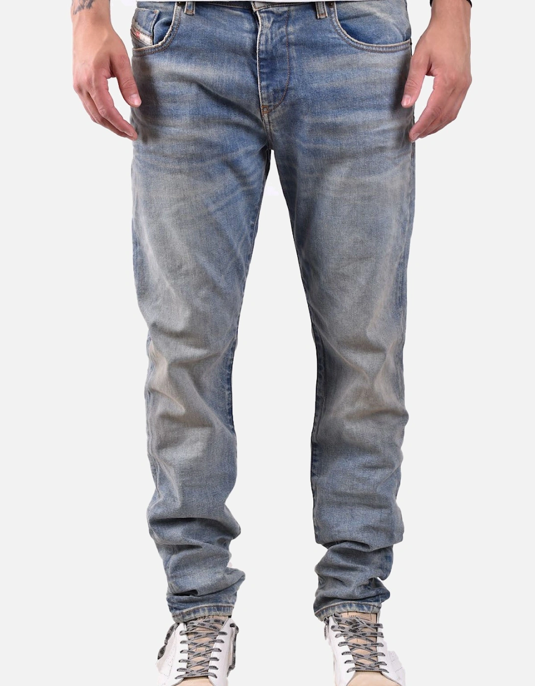 Plain Worn-Out Effect Jeans with Zip and Button, 4 of 3