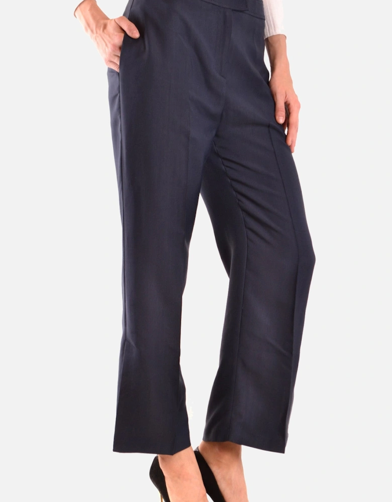 Plain Viscose Trousers with Zip and Button