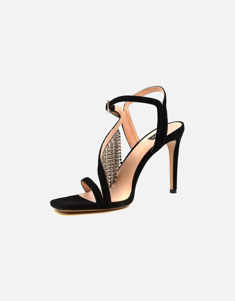 Stiletto Suede Sandals with Buckle and Bow