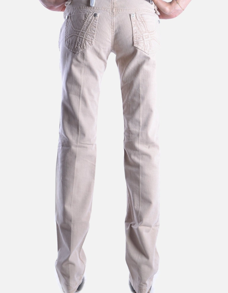 Plain Pattern Zip and Button Jeans with Front and Back Pockets