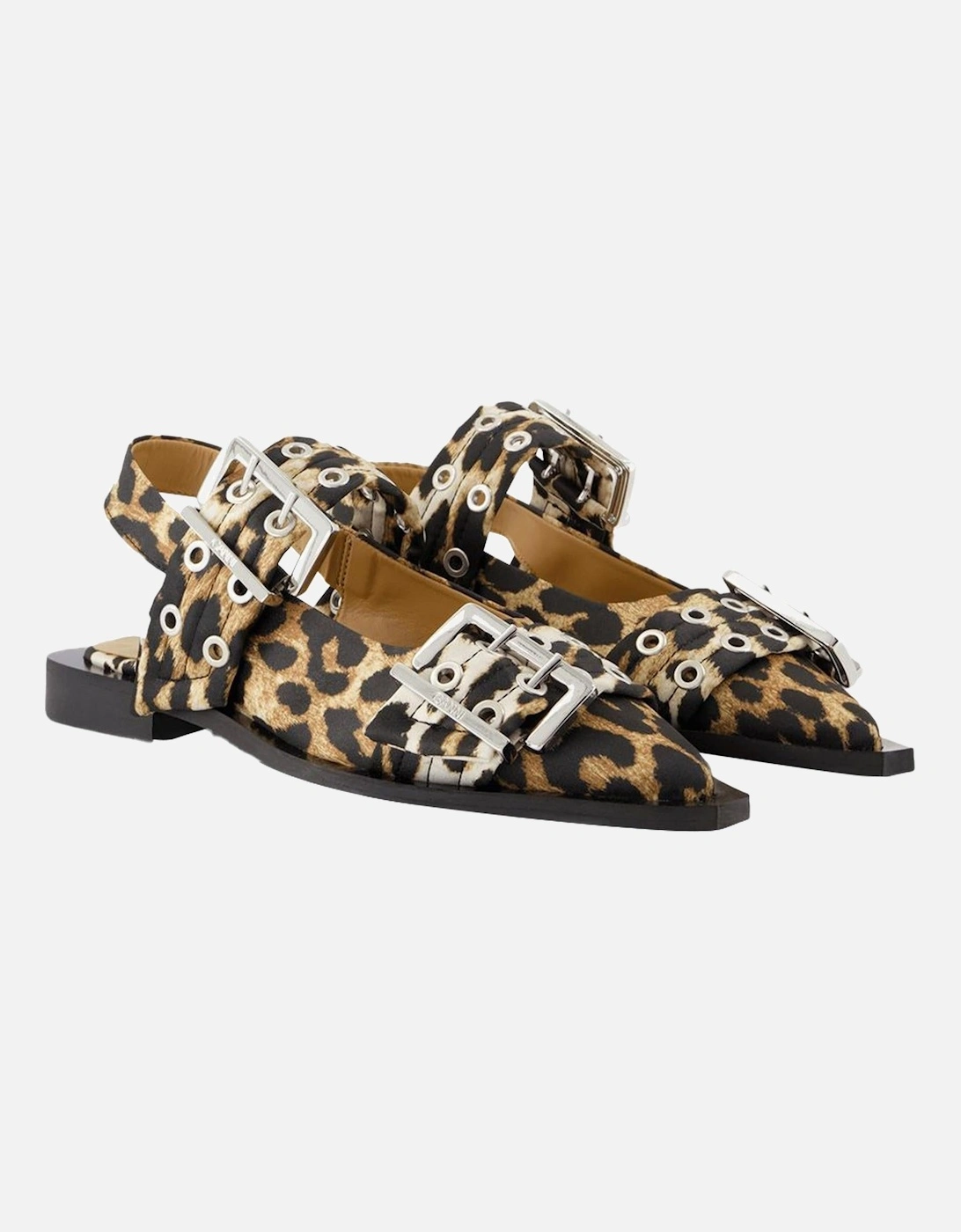 Leopard Print Buckle Flat Sandals