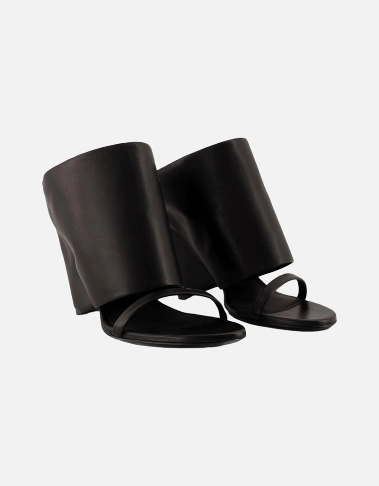 Leather Cuff Sandals Mid Heel