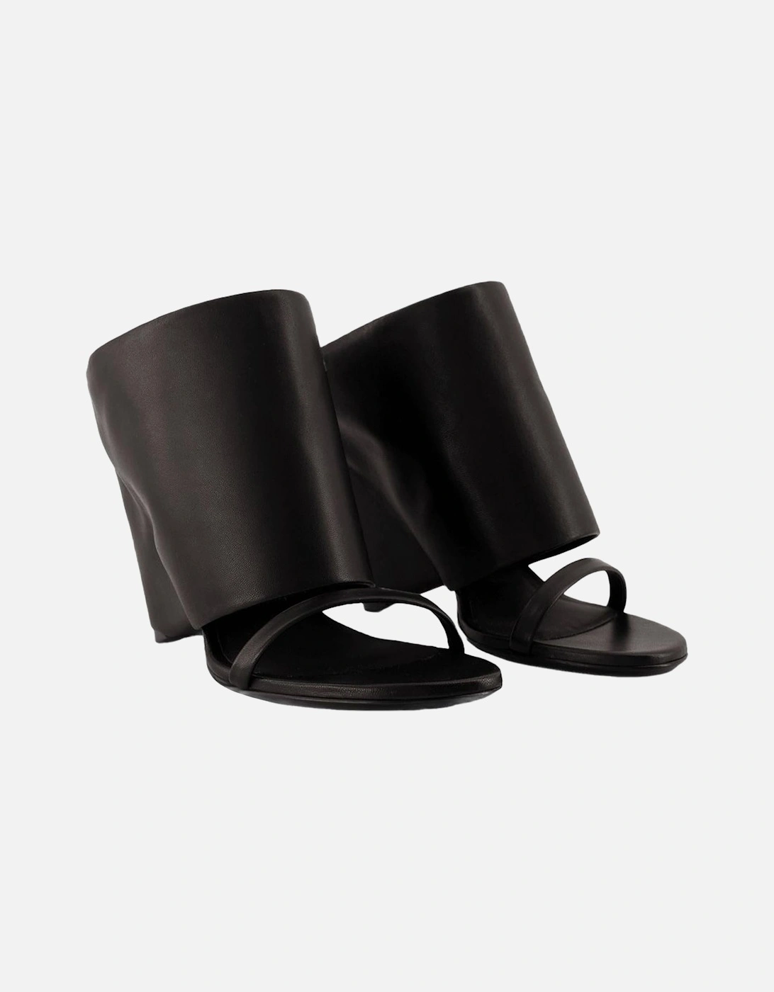 Leather Cuff Sandals Mid Heel