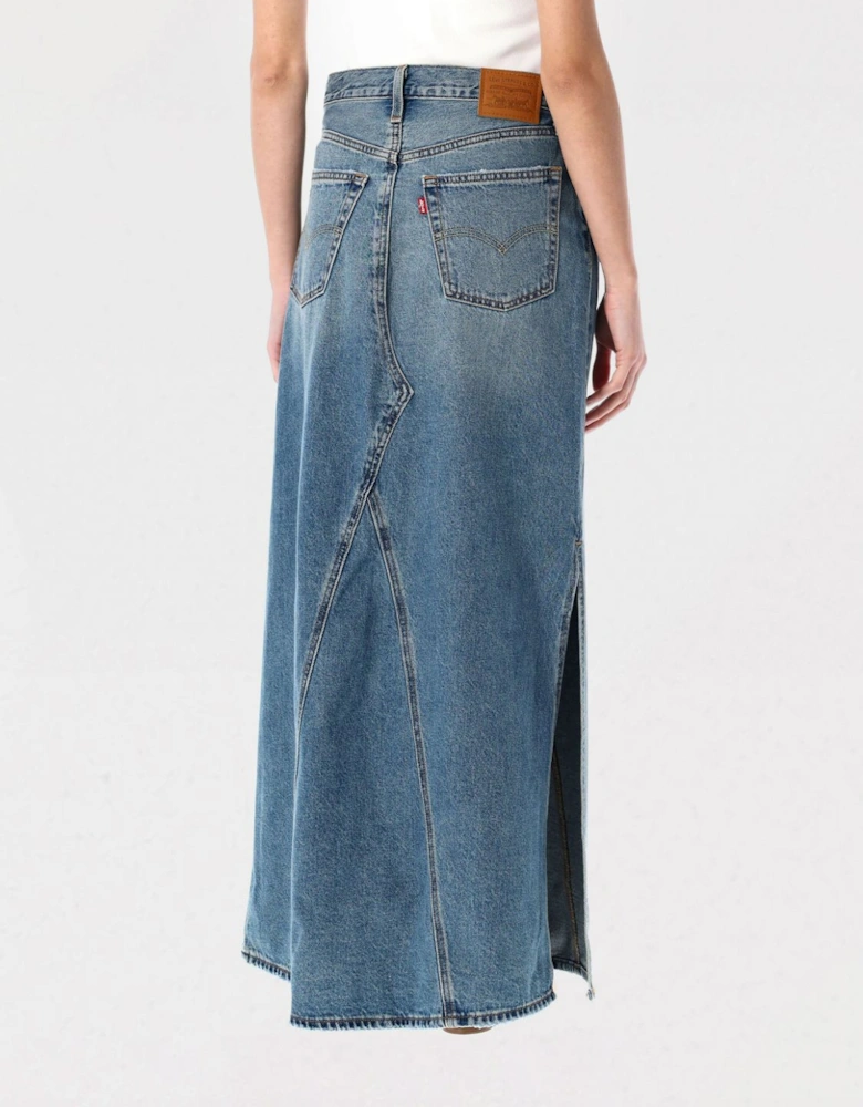 501 Denim Maxi Skirt Distressed