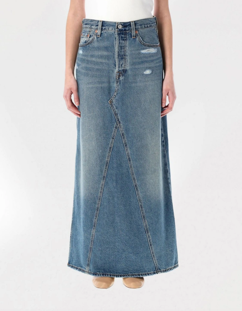 501 Denim Maxi Skirt Distressed