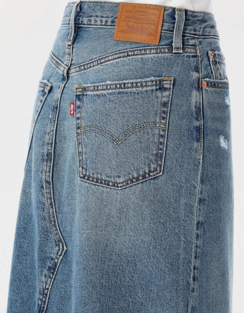 501 Denim Maxi Skirt Distressed