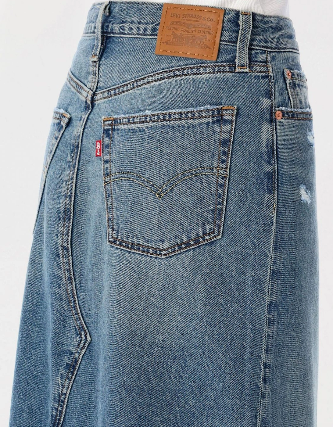 501 Denim Maxi Skirt Distressed