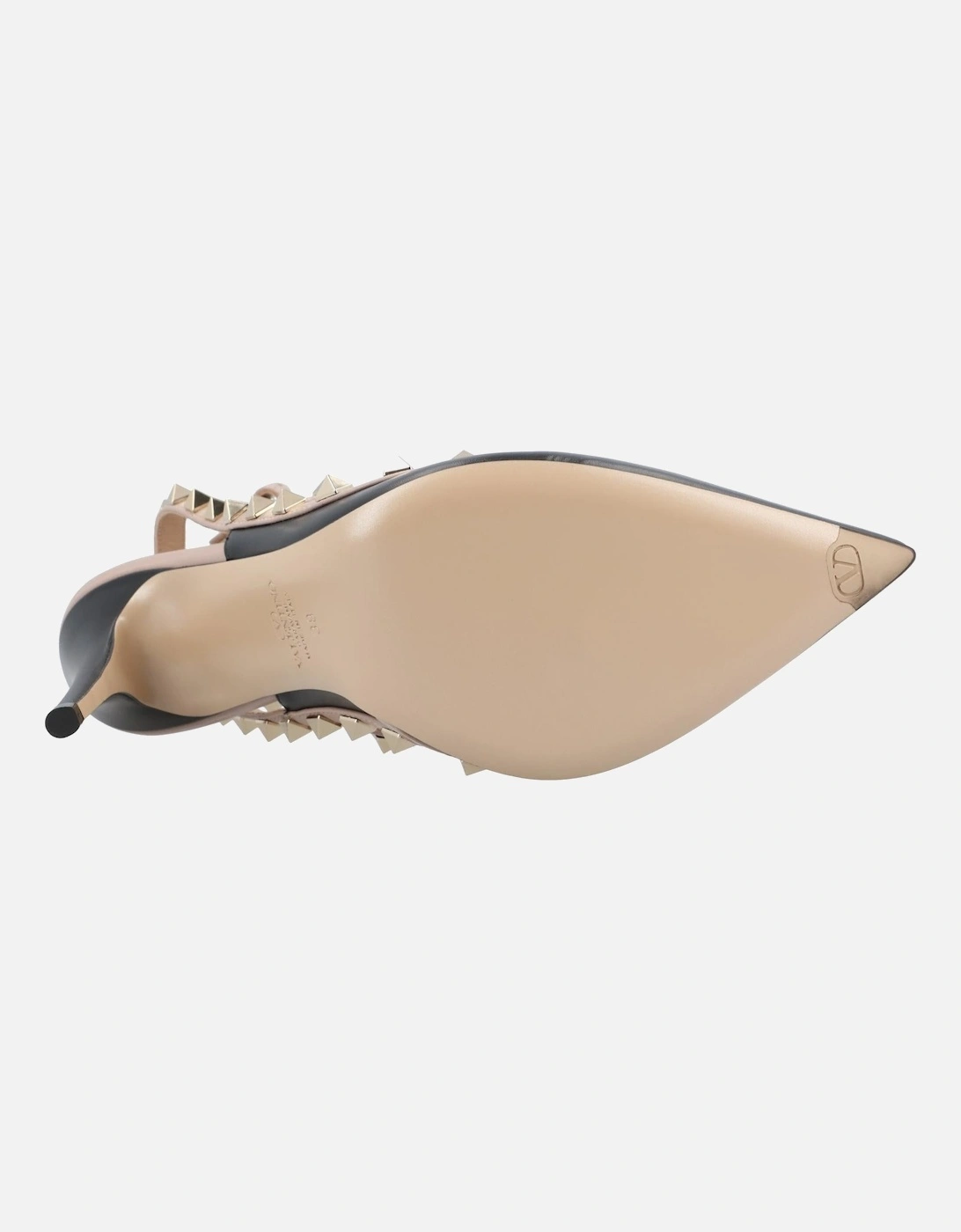 Pointed Toe Heel Shoes with Studded Straps and Ankle Closure