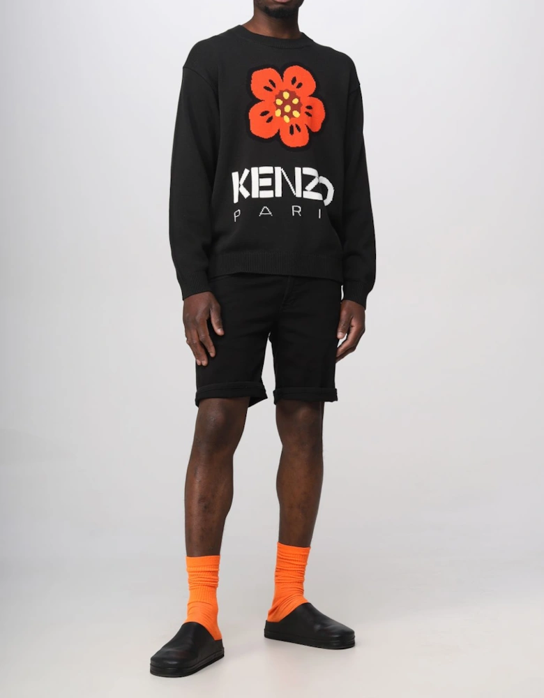 Flower Knit Sweater Crew Neck