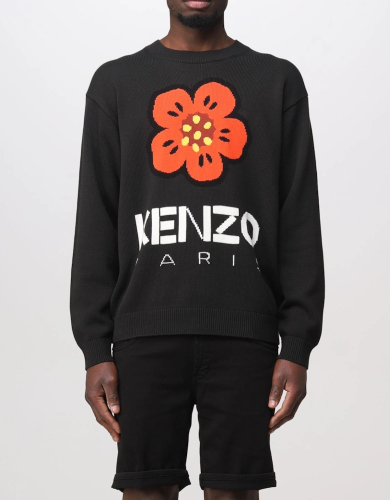 Flower Knit Sweater Crew Neck