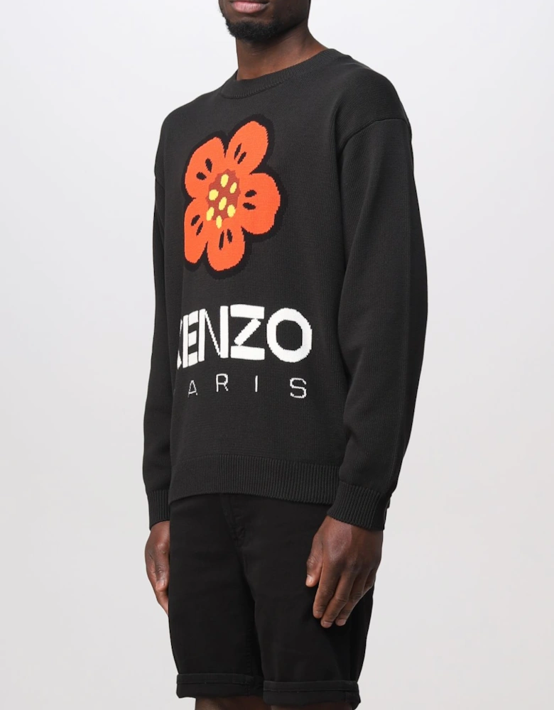 Flower Knit Sweater Crew Neck