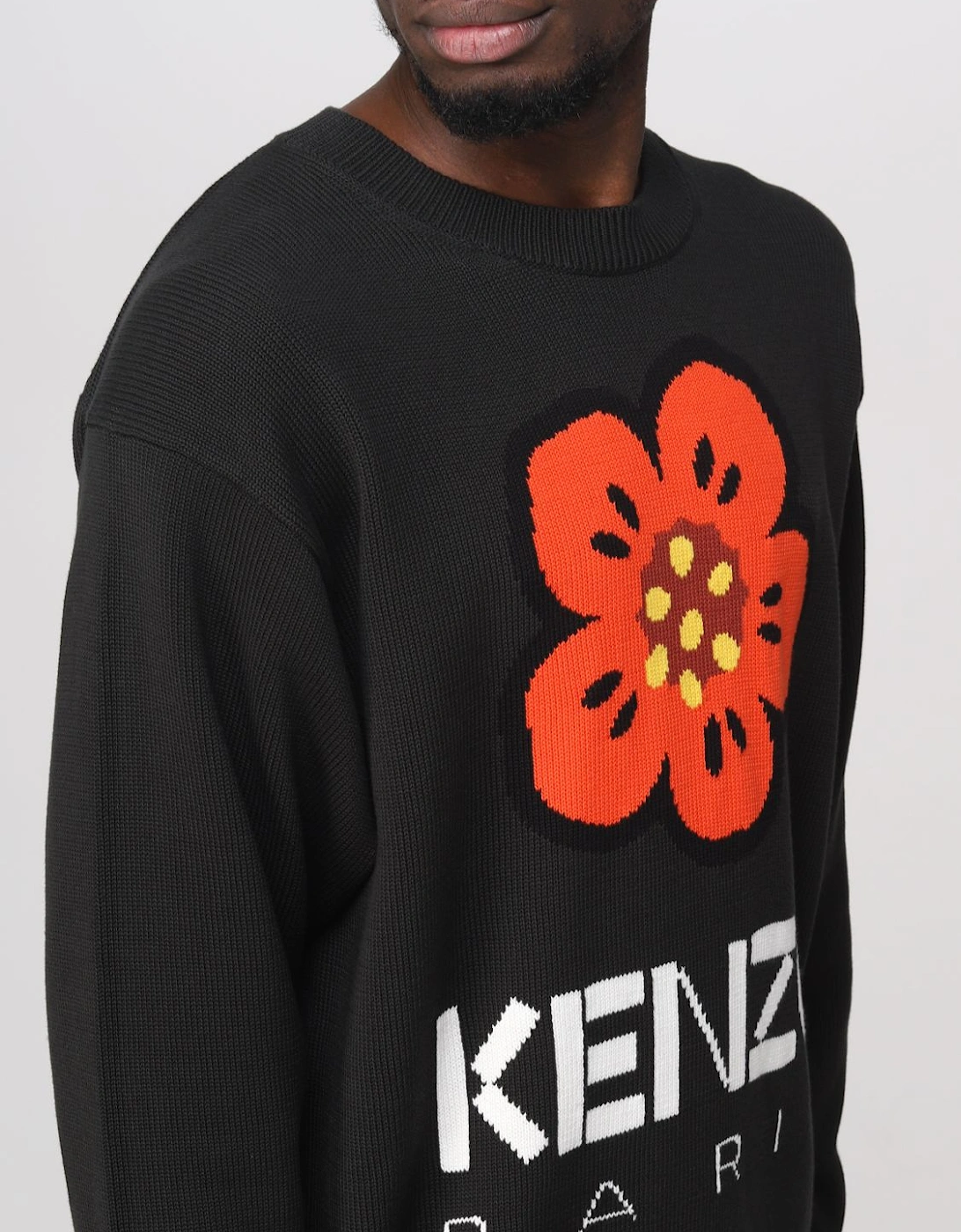 Flower Knit Sweater Crew Neck