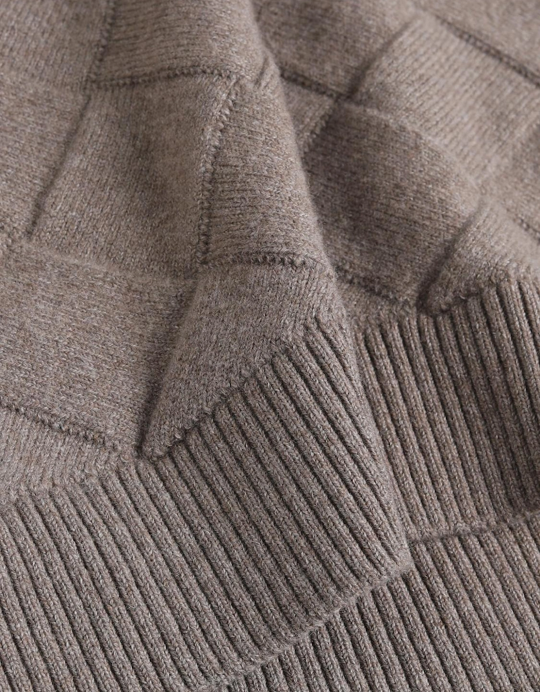 Quilted Cashmere Pullover Sweater