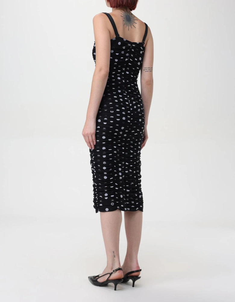 Polka Dot Mesh Midi Dress