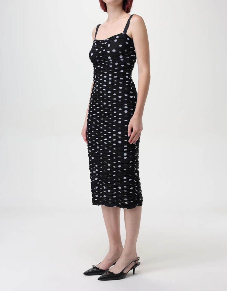 Polka Dot Mesh Midi Dress